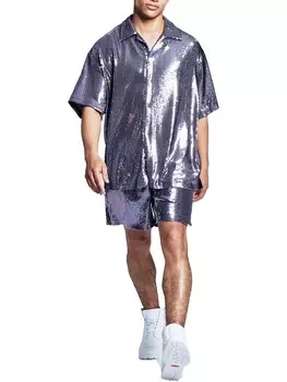 Мужская рубашка на пуговицах с рукавами-кимоно и блестками And Now This, цвет Jl Sequin