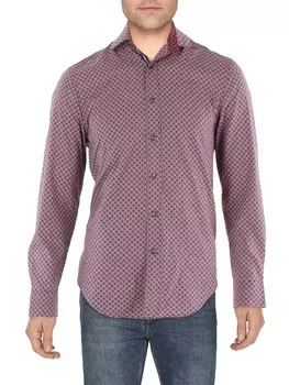 Мужская рубашка на пуговицах с воротником и принтом Society of Threads, цвет Burgundy