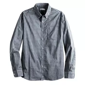 Мужская рубашка на пуговицах Sonoma Goods For Life идеальной длины, цвет Navy Gingham