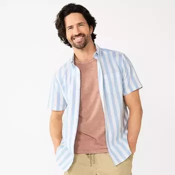 Мужская рубашка на пуговицах Sonoma Goods For Life с короткими рукавами идеальной длины