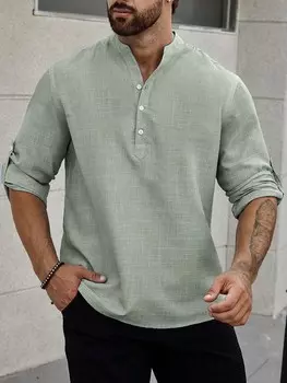 Мужская рубашка на пуговицах спереди Homme На рукавах есть пряжка Manfinity, мятно-зеленый