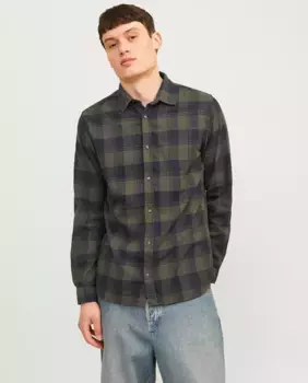 Мужская рубашка на пуговицах в клетку Jack & Jones, зеленый