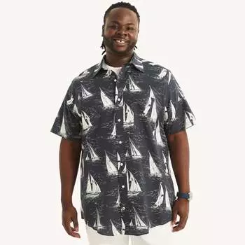 Мужская рубашка Nautica для больших и высоких мужчин с коротким рукавом и принтом, изготовленная с учетом экологических требований, темно-синий