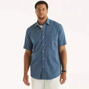 Мужская рубашка Nautica для больших и высоких мужчин с коротким рукавом и принтом, изготовленная с учетом экологических требований, цвет union blue