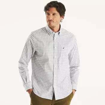Мужская рубашка Nautica из непромокаемой клетчатой ткани для работы, цвет bright white