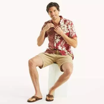 Мужская рубашка Nautica с коротким рукавом и принтом для похода, цвет ocean garnet 19-1655 tcx