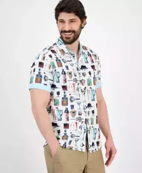 Мужская рубашка Nova Wave Well Stocked классического кроя с принтом, из пике, на пуговицах Tommy Bahama, белый