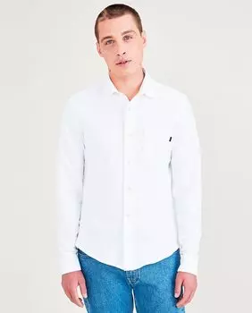 Мужская рубашка облегающего кроя с длинными рукавами из трикотажного полотна пике Dockers, белый