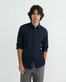 Мужская рубашка обычного кроя из хлопка стрейч Armani Exchange, темно-синий