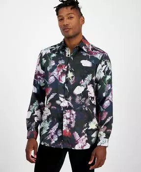 Мужская рубашка обычного кроя на пуговицах Garden I.N.C. International Concepts, черный