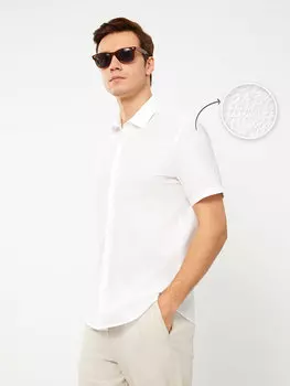 Мужская рубашка обычного кроя с коротким рукавом LCW Vision, буксе белый