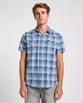 Мужская рубашка обычного кроя с коротким рукавом Lee, синий