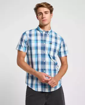 Мужская рубашка обычного кроя с коротким рукавом Lee, голубой