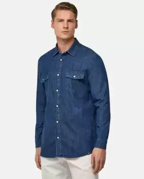 Мужская рубашка обычного кроя синего цвета Boggi Milano, синий