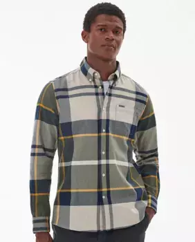 Мужская рубашка обычного кроя в клетку тартан Barbour, светло-зеленый