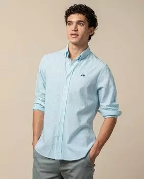 Мужская рубашка обычного кроя в синюю полоску Scotta 1985, бирюзовый