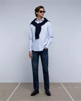 Мужская рубашка обычного кроя в синюю полоску Scalpers, светло-синий