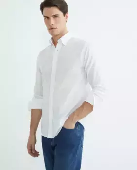 Мужская рубашка, однотонная, длинный рукав Exigency, белый