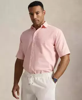 Мужская рубашка Oxford Big & Tall с минеральной окраской Polo Ralph Lauren, розовый