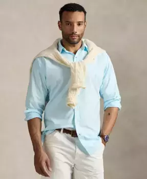 Мужская рубашка Oxford Big & Tall с минеральной окраской Polo Ralph Lauren, синий