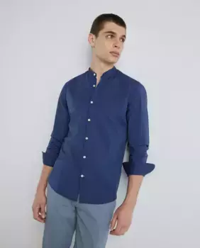 Мужская рубашка Oxford Mao с длинными рукавами Easy Wear, темно-синий