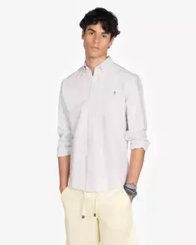 Мужская рубашка оксфорд облегающего кроя, однотонная Harper & Neyer, цвет Piedra