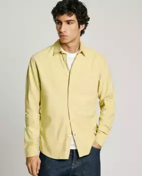 Мужская рубашка Oxford прямого кроя, окрашенная в готовом виде Pepe Jeans, жёлтый