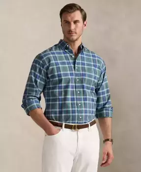 Мужская рубашка Oxford в клетку Big & Tall Polo Ralph Lauren, зеленый