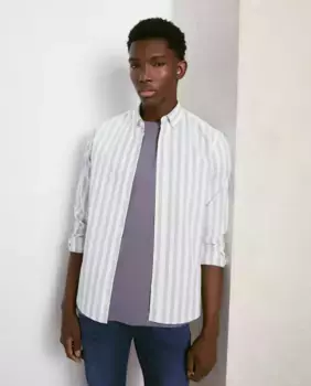 Мужская рубашка оксфорд в полоску с длинными рукавами Easy Wear, зеленый