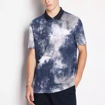 Мужская рубашка-поло ARMANI EXCHANGE, цвет Blue with White Lettering