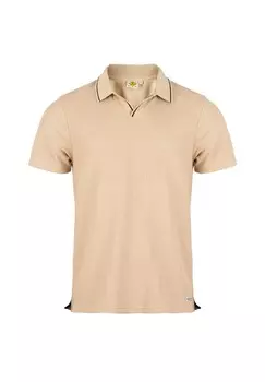 Мужская рубашка-поло Ayers Rock, воротник-поло без пуговиц с полосками по краю, V-образный вырез, из хлопка ROADSIGN australia, бежевый