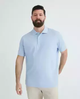 Мужская рубашка поло, большие размеры, короткие рукава, однотонная Emidio Tucci, голубой