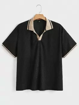 Мужская рубашка поло больших размеров Homme больших размеров с цветными блоками Manfinity, черный