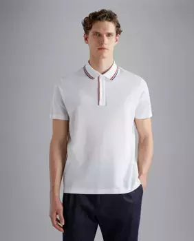 Мужская рубашка-поло больших размеров с коротким рукавом, контрастным воротником Paul & Shark, цвет Crema