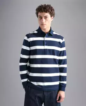 Мужская рубашка-поло больших размеров с длинным рукавом Paul & Shark, синий