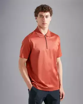 Мужская рубашка-поло больших размеров с коротким рукавом, проработанным воротником Paul & Shark, красный