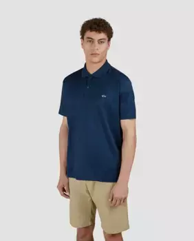 Мужская рубашка-поло больших размеров с короткими рукавами и простым логотипом на груди Paul & Shark, тёмно-синий