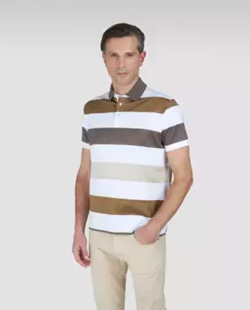 Мужская рубашка-поло больших размеров с коротким рукавом и мерсеризованной полосатостью Paul & Shark, многоцветный