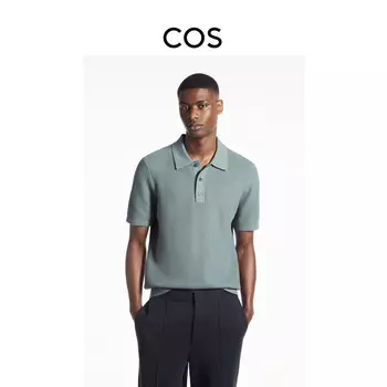 Мужская рубашка-поло Cos в рубчик, серо-зеленый