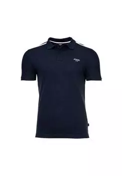 Мужская рубашка-поло - Данте, пике, хлопок стрейч, логотип, контрастные полоски JOOP! JEANS, темно-синий