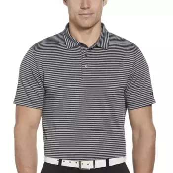 Мужская рубашка-поло для гольфа с короткими рукавами и полосками цвета меланж Grand Slam, цвет caviar heather