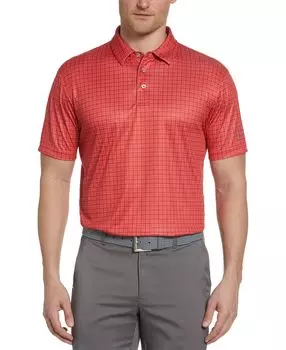 Мужская рубашка-поло для гольфа с короткими рукавами и клетчатым принтом PGA TOUR