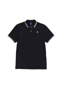 Мужская рубашка-поло - Dunda Slim Stripe Polo, планка на пуговицах, натуральный хлопок G-STAR RAW, черный
