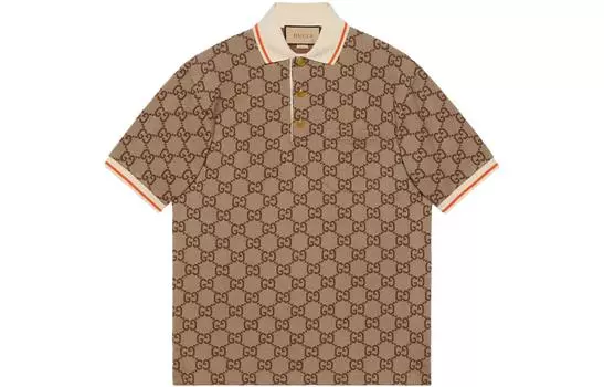 Рубашка-поло мужская Gucci GG-jacquard Piqu, бежевый