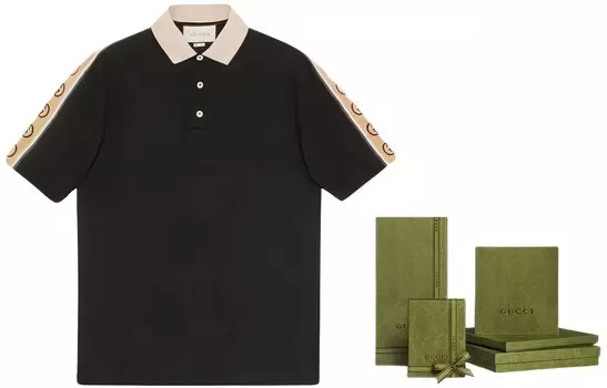 Мужская рубашка поло GUCCI, цвет Black