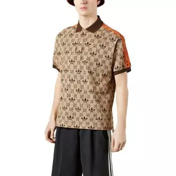 Рубашка-поло мужская Gucci x Adidas, коричневый