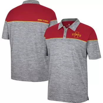 Мужская рубашка-поло Heathered Grey/Cardinal Iowa State Cyclones Birdie Colosseum