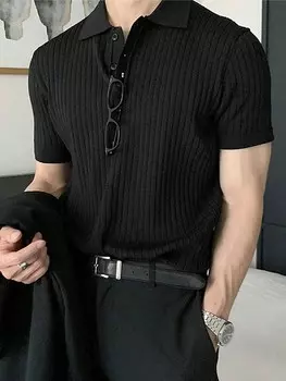 Мужская рубашка-поло Homme, короткий рукав, трикотаж Manfinity, черный