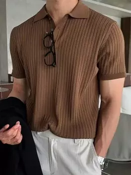 Мужская рубашка-поло Homme, короткий рукав, трикотаж Manfinity, коричневый