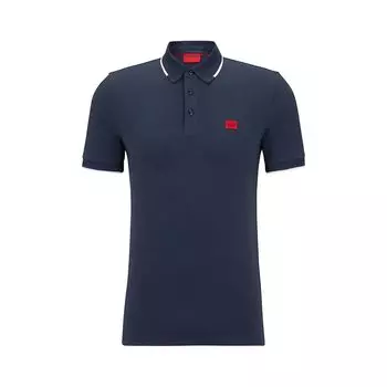 Мужская рубашка поло Hugo Boss Hugo Deresino 232 Square Logo, темно-синяя